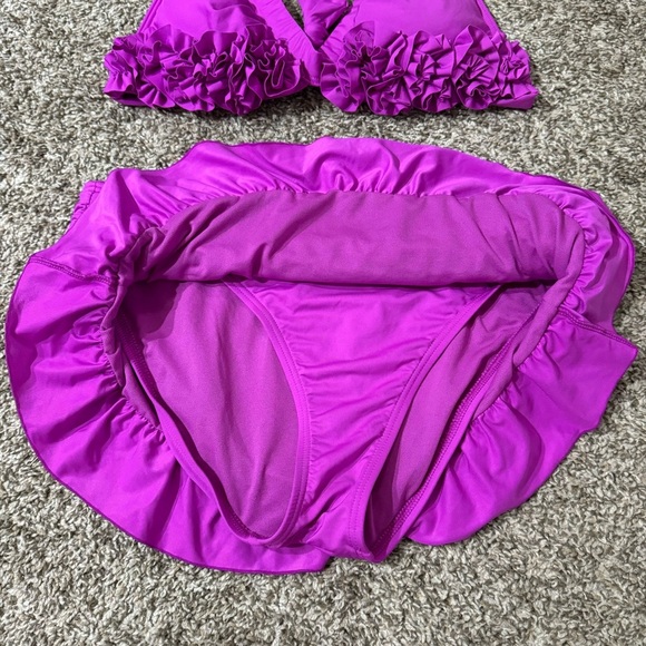 Kenneth Cole New York Fuschia Purple Ruffle Bikini Set - Picture 8 of 11